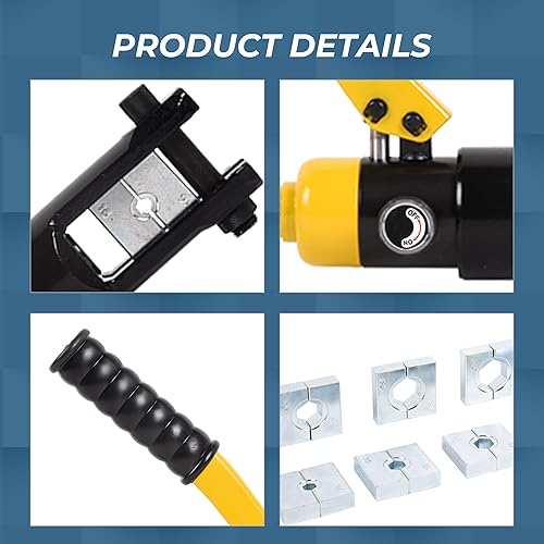 Miniatura 4 de Doppy Herramienta de prensado hidráulico manual 12 toneladas 8 AWG-40 AWG Alambre hidráulico Herramienta de prensado conjunto de terminales de