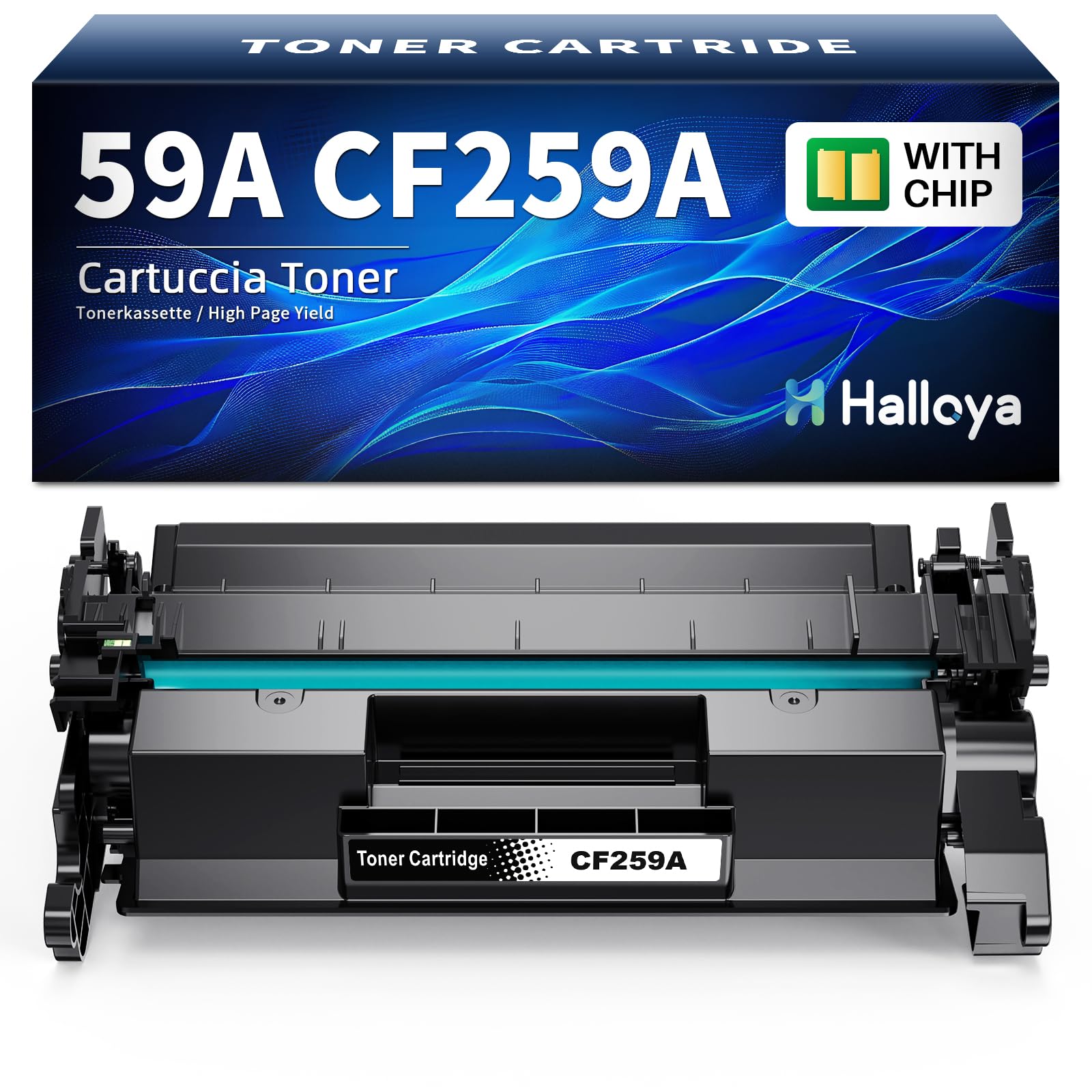 Halloya Toner 59A con Chip Compatibile per HP 59A CF259A 59X CF259X per Laserjet Pro MFP M428fdw M428dw M404dn M404dw M404n M428fdn M428 M404 M406 M430 M304a (1 Nero)