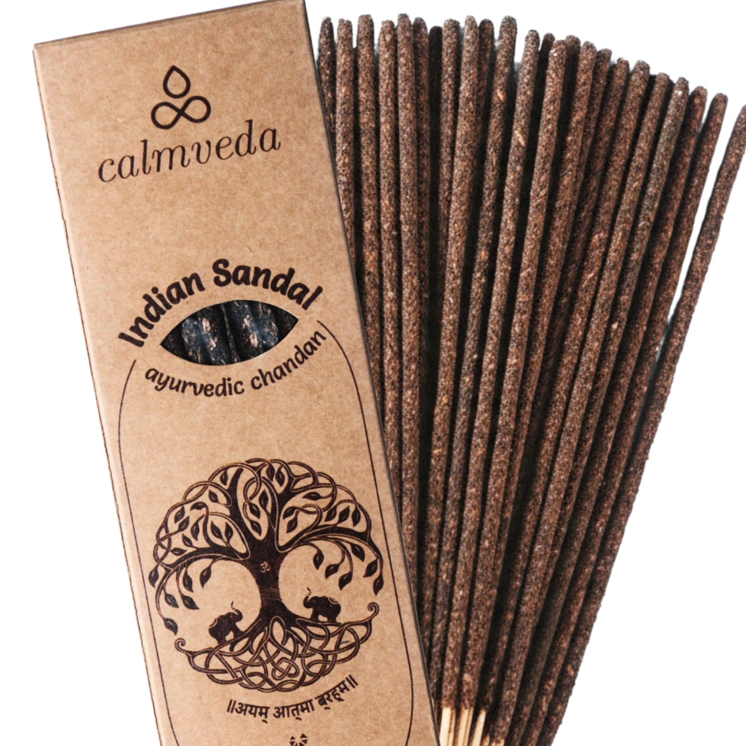 Ayurvedic Sandalwood Incense Sticks Natural - for Meditation Incense (24+ Smudge Sticks, 9 Inches) Thick Resin Natural Incense with Indian Sandalwood | Auspicious Spiritual Incense for Calming Self