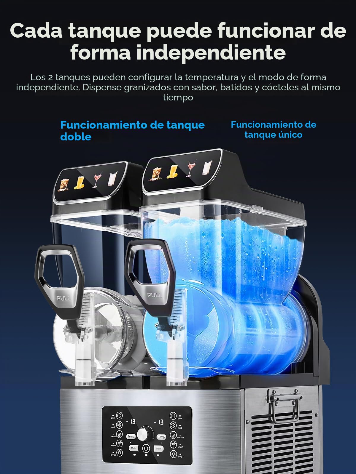 FOHERE Máquina de granizado comercial, 30L tanques granizado máquina de hielo,Control de tanque independiente, máquina de granizado para restaurantes, cafetería bares fiesta