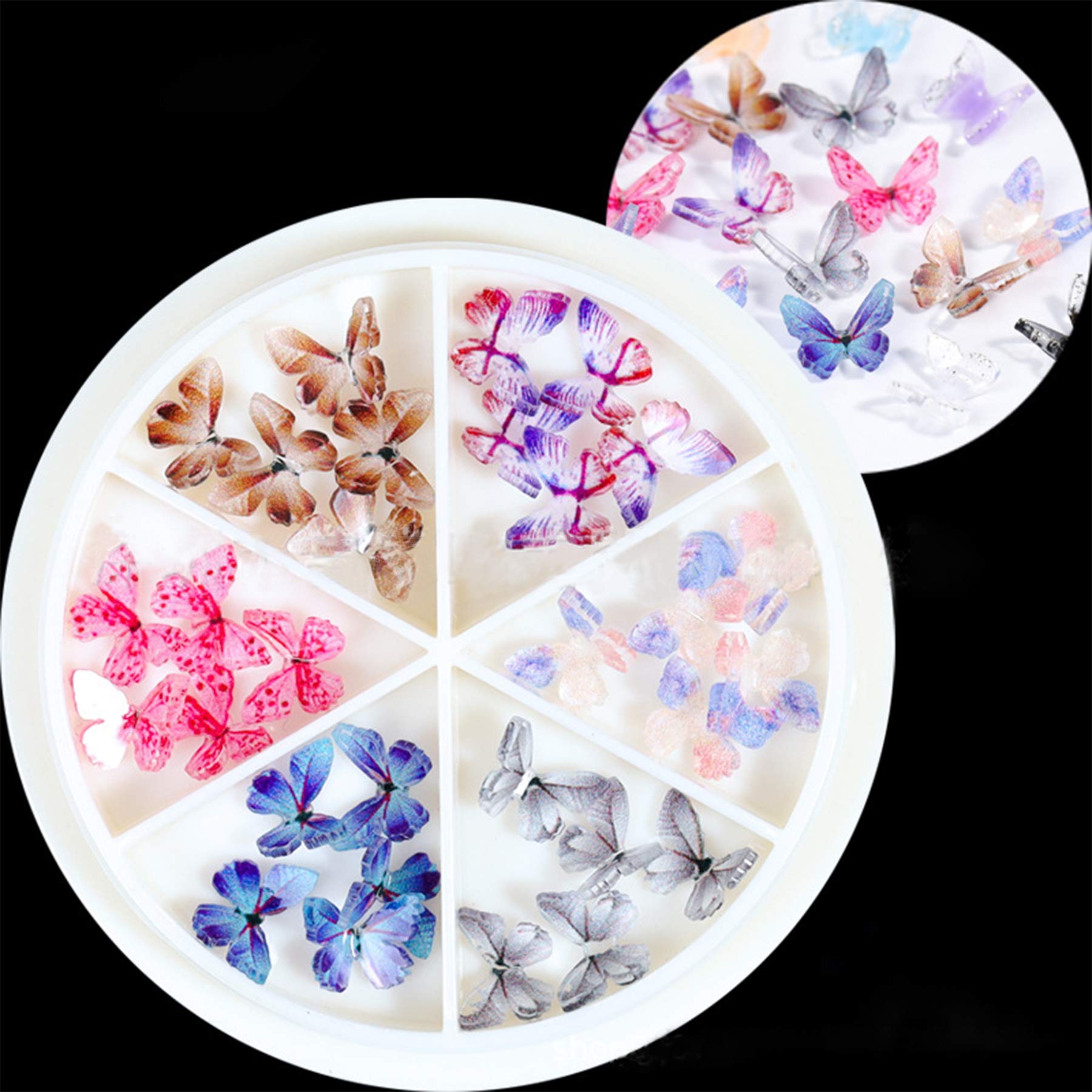 30pcs Nail Art 3d Butterfly Ornament, Jewels for Nail Charms Decoration & DIY, Nail Jewels, Manicure Accessories 6 Types of Colour Matching Nail Stuff