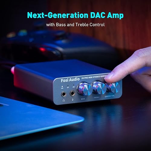 Miniatura 6 de Fosi Audio K5 Pro Gaming DAC Amplificador de auriculares Mini Hi-Fi estéreo digital a analógico convertidor de audio USB tipo Cópticocoaxial a
