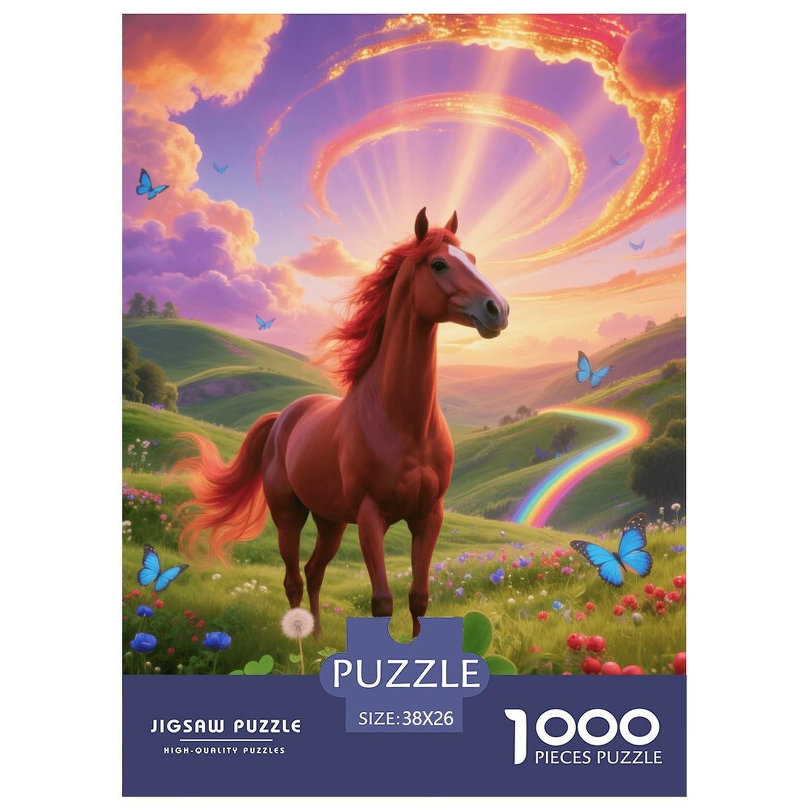 1000 Piece Horse Jigsaw Puzzle for Adults - Family Fun, Family Happy Game, Sea of Flowers Jigsaws, Decoration Birthday Gifts 38x26cm/1000pcs — image 1