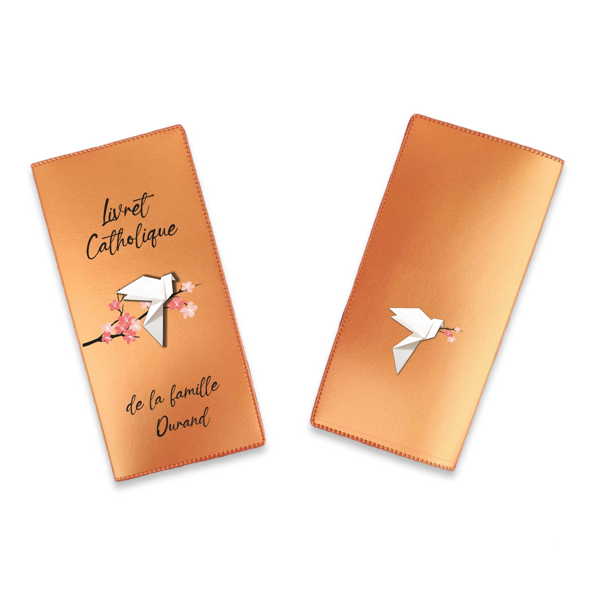 Protège Livret de Famille Personnalisé - Livret de Famille Catholique – Élégance et Protection avec notre article fabriqué et personnalisé en France - SP0201a (Nacré Orange)
