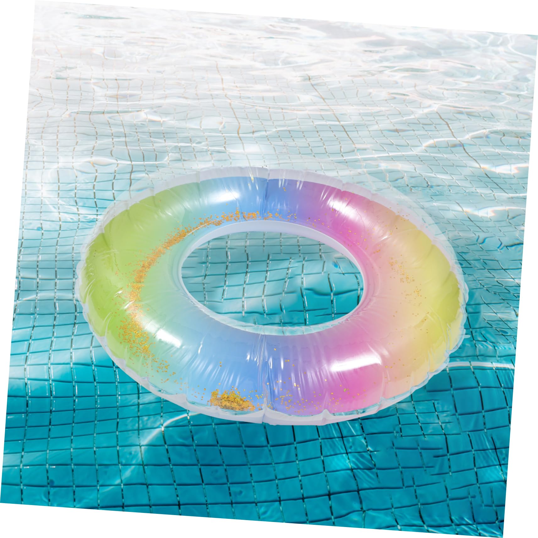 KONTONTY Inflatable PVC Swim Ring Sequin Swimming Ring for Adults Giant Inflatable Pool Float Sequins