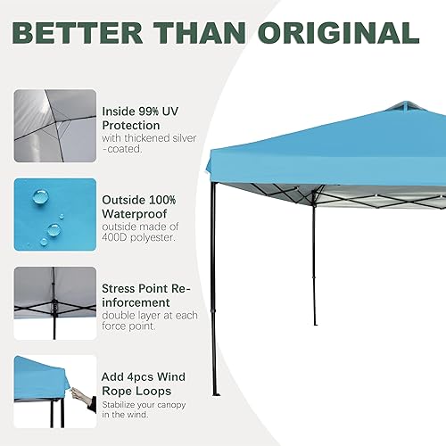 Miniatura 3 de SCOCANOPY Parte superior de repuesto con ventilación de aire para marco de toldo de 10x10, SOLO cubierta de toldo, (Turquesa)