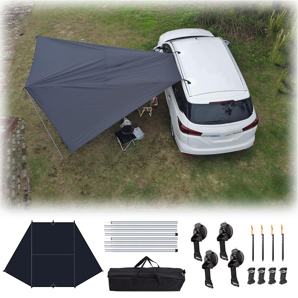 Car Side Awning Tent for Hyundai Tucson 2010-2025 SUV 5-Seater, Oxford Fabric Camping Vehicle Side Sun Shelter Portable Tailgate Shelter,Black-2m Aluminum Rod Set : Sports & Outdoors