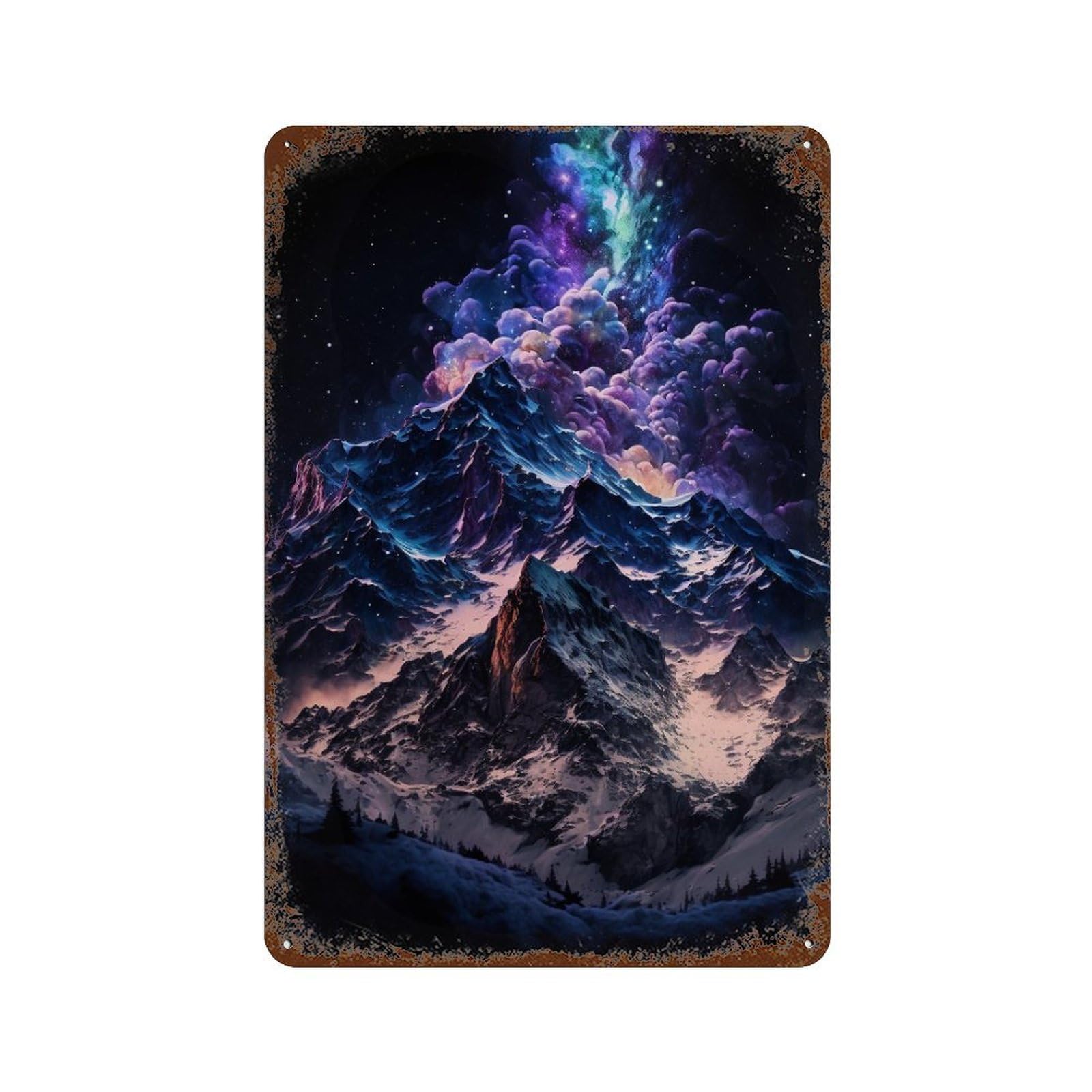 Galactic Mountain Range Retro Metal Sign 11.8"x7.9", Shabby Chic Decor for Bistro, Counter And Cafe Decor