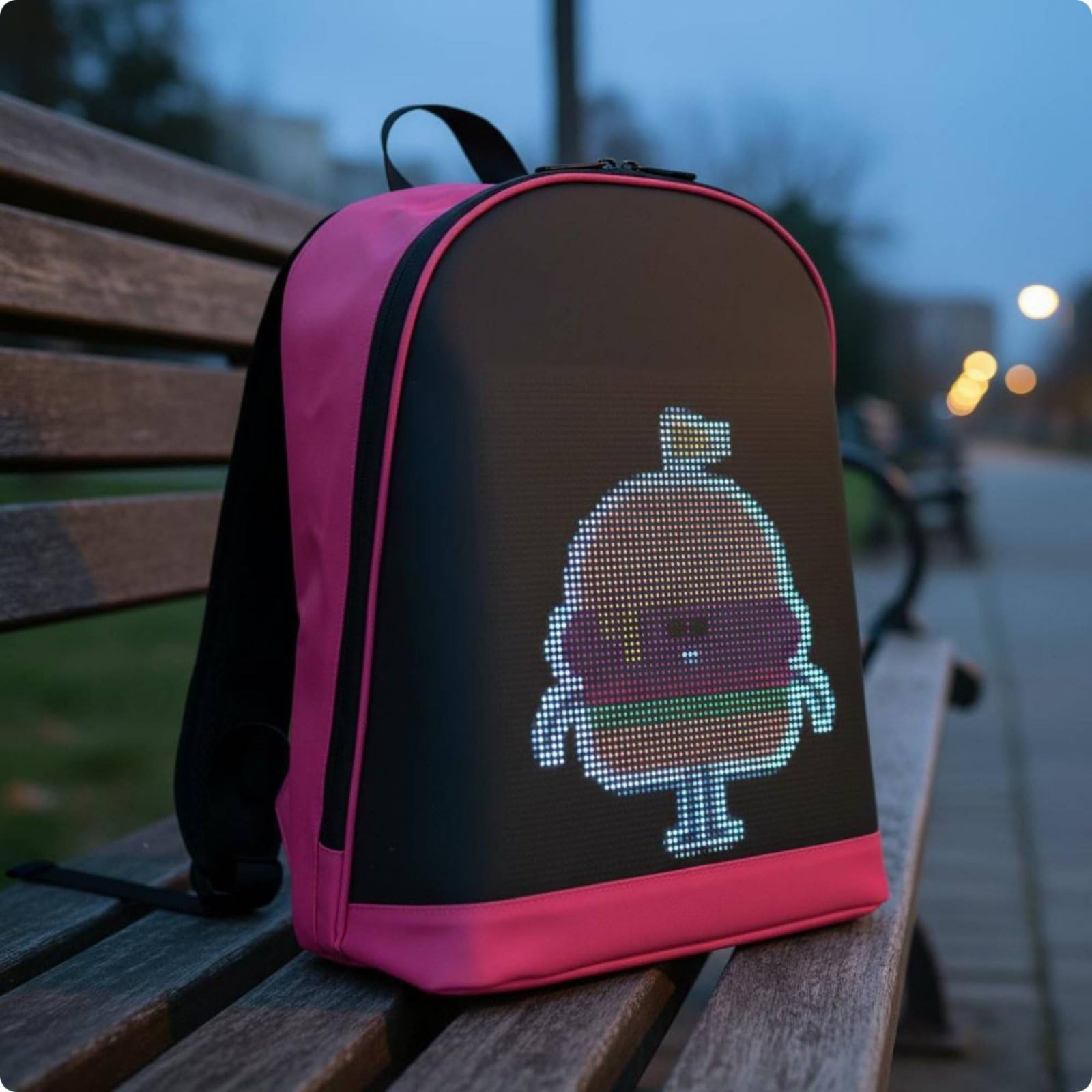 Zaino LED Programmabile Studente Display Luminoso con Schermo Personalizzabile da Smartphone Impermeabile Struttura Leggera con, Nero