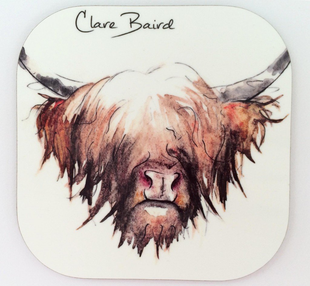 Clare Baird Creations Coaster in a Highland Cow Design
