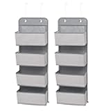 4 Pocket Over The Door Hanging Organizer - 2 Pack, Easy Storage/Organization Solution - Versatile and Accessible in Any Room in the House, Cool Grey