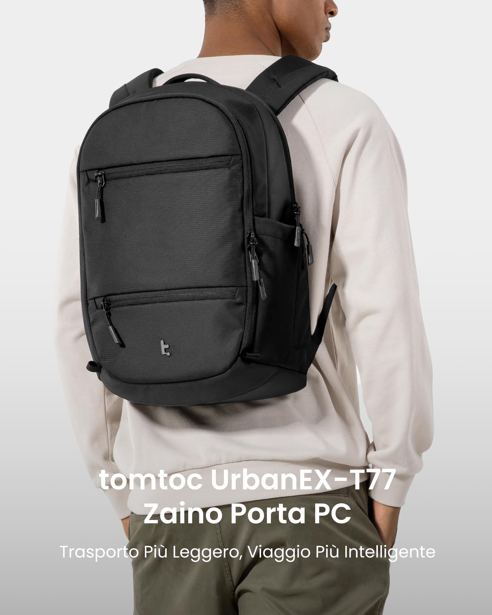 Tomtoc 22L Laptop Backpack per Uomo e Donna - Sacco di Pelle per Notebook 15.6-16 pollici - Dettaglio