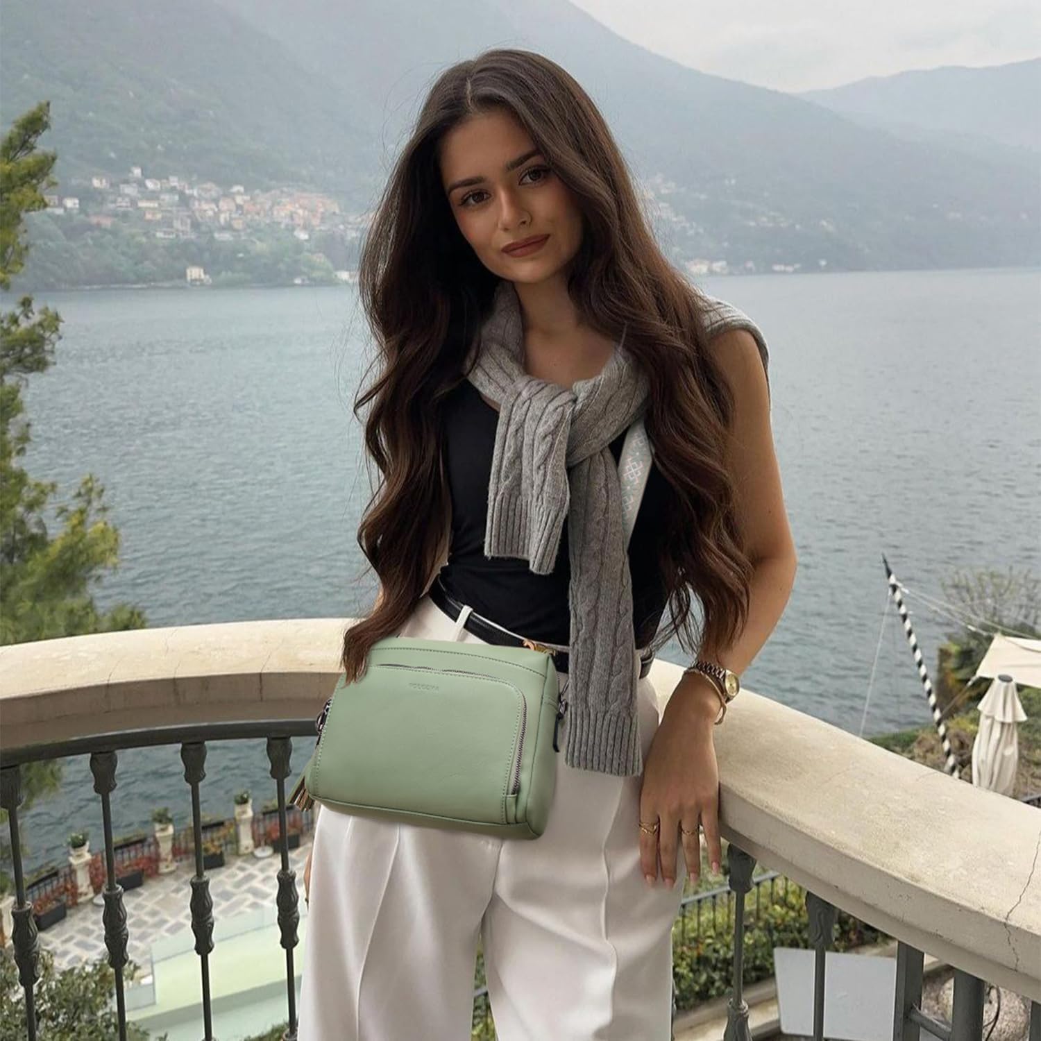 POIUGOYA Crossbody Purses for Women Trendy,Vegan Leather Medium Crossbody Bag,Women's Crossbody Travel Purse Built in Wallet - Image 2