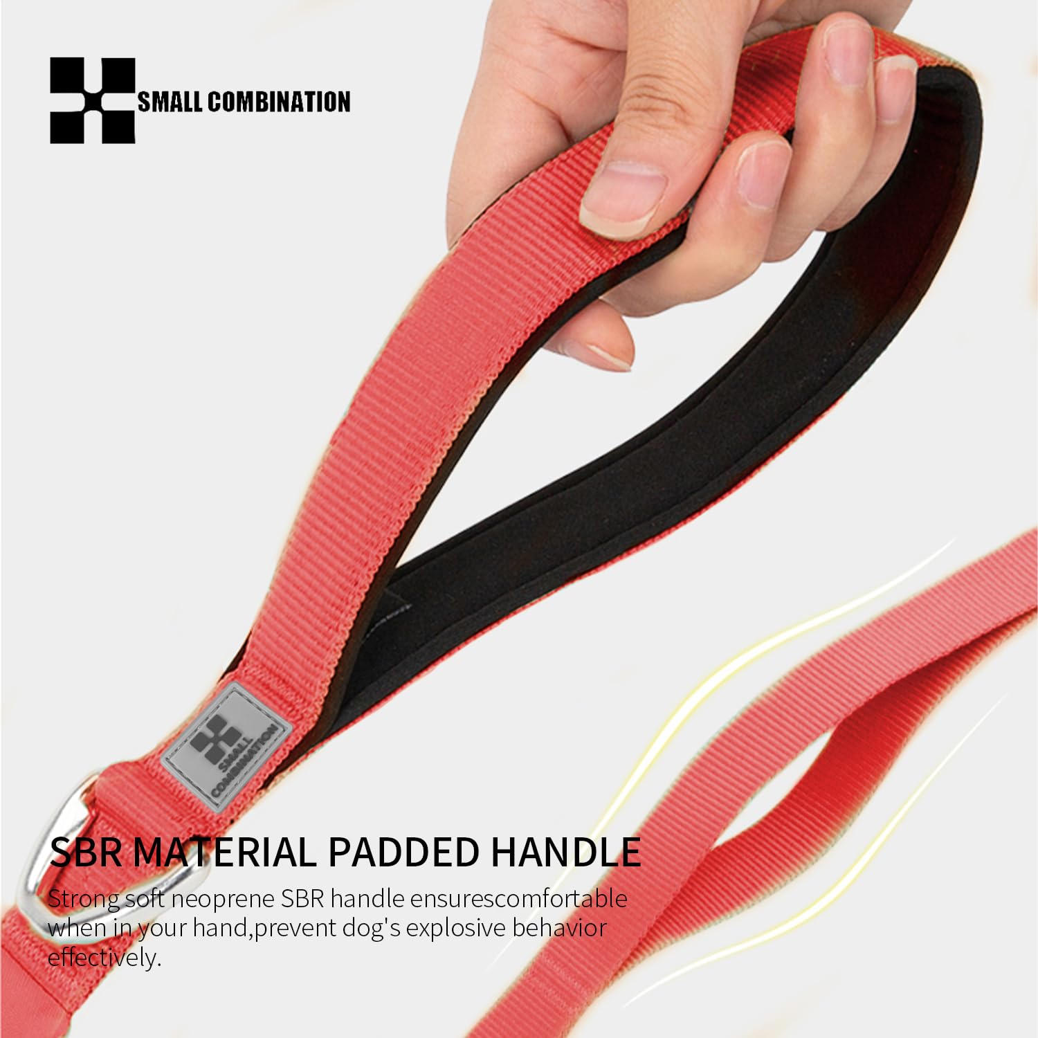 SMALL COMBINATION Dog Leash, with Metal Clip (Watermelon Red, L) - Image 2