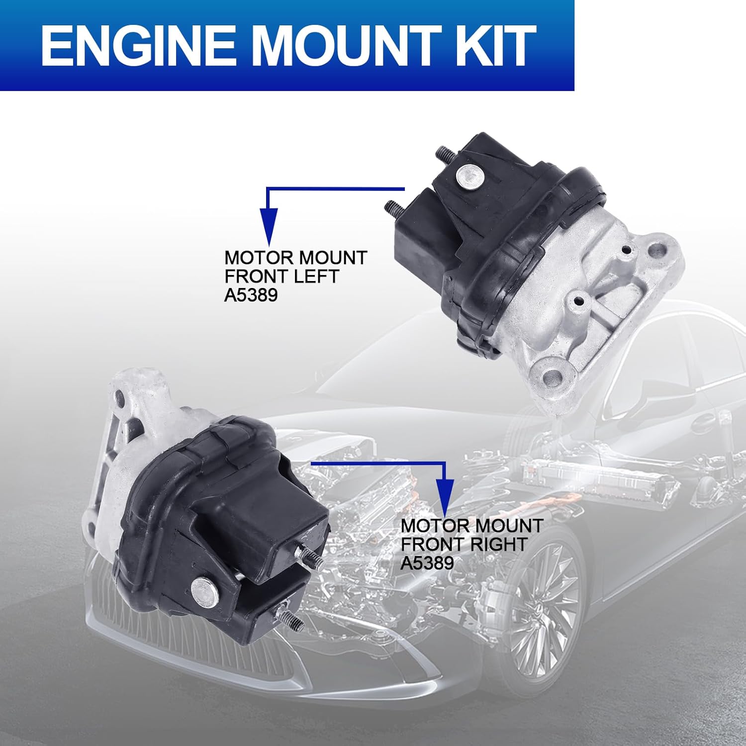2PCS Front Engine Motor Mount Set for 2005-2010 300, Charger, Challenger, Magnum V6 2.7L 3.5L RWD Models, Front Left and Right Support Kit Replaces A5389 3170 - Vibration Control & Stability
