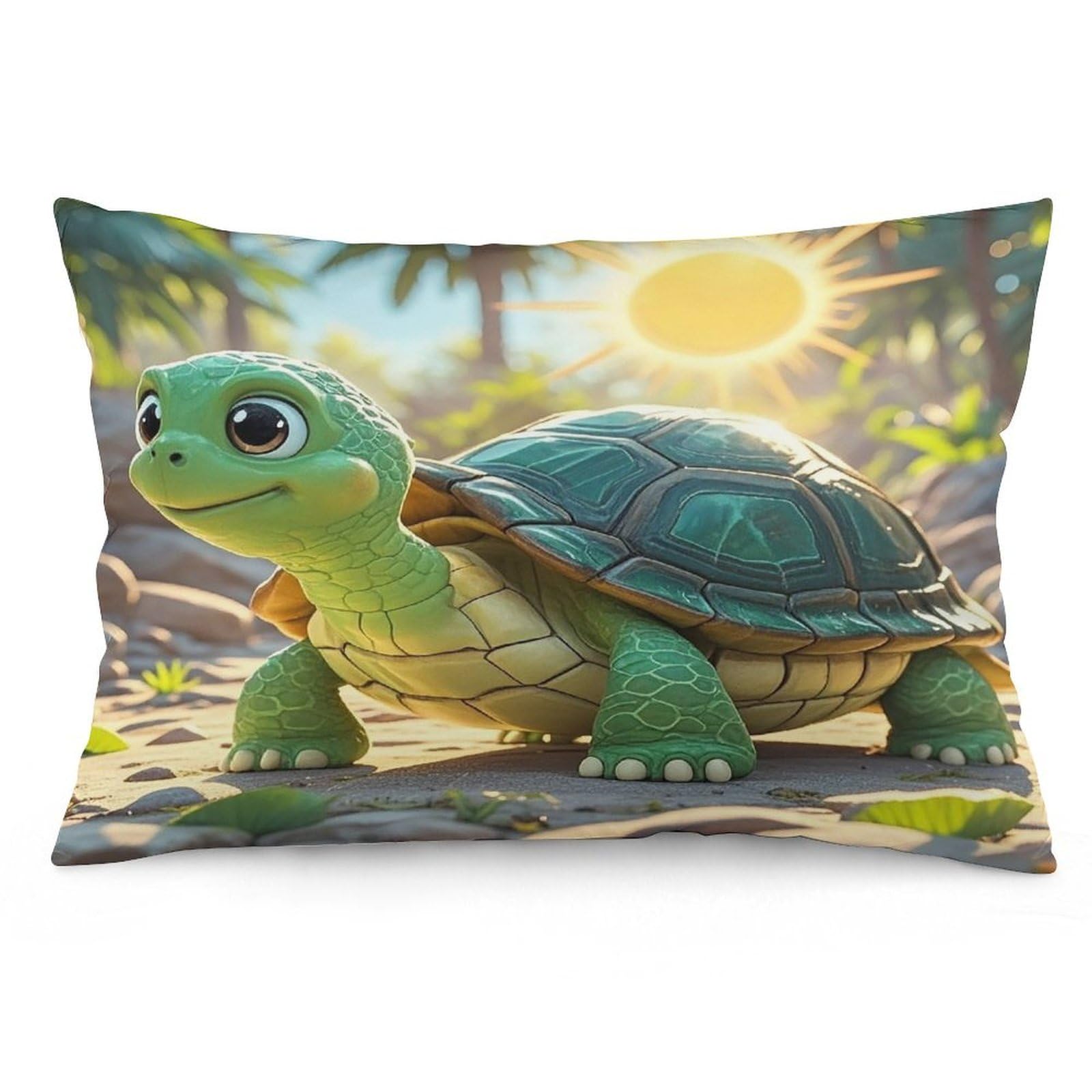Turtle Throw Pillow Cover Soft Lumbar Pillow Covers with Zipper Breathable Rectangular Cushion Case Polyester Pillow Case Decorative Body Pillow Cover for Couch Bed