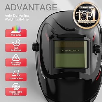 YESWELDER 溶接面 YESWELDER Auto Darkening Welding Helmet, Blue Light Blocking