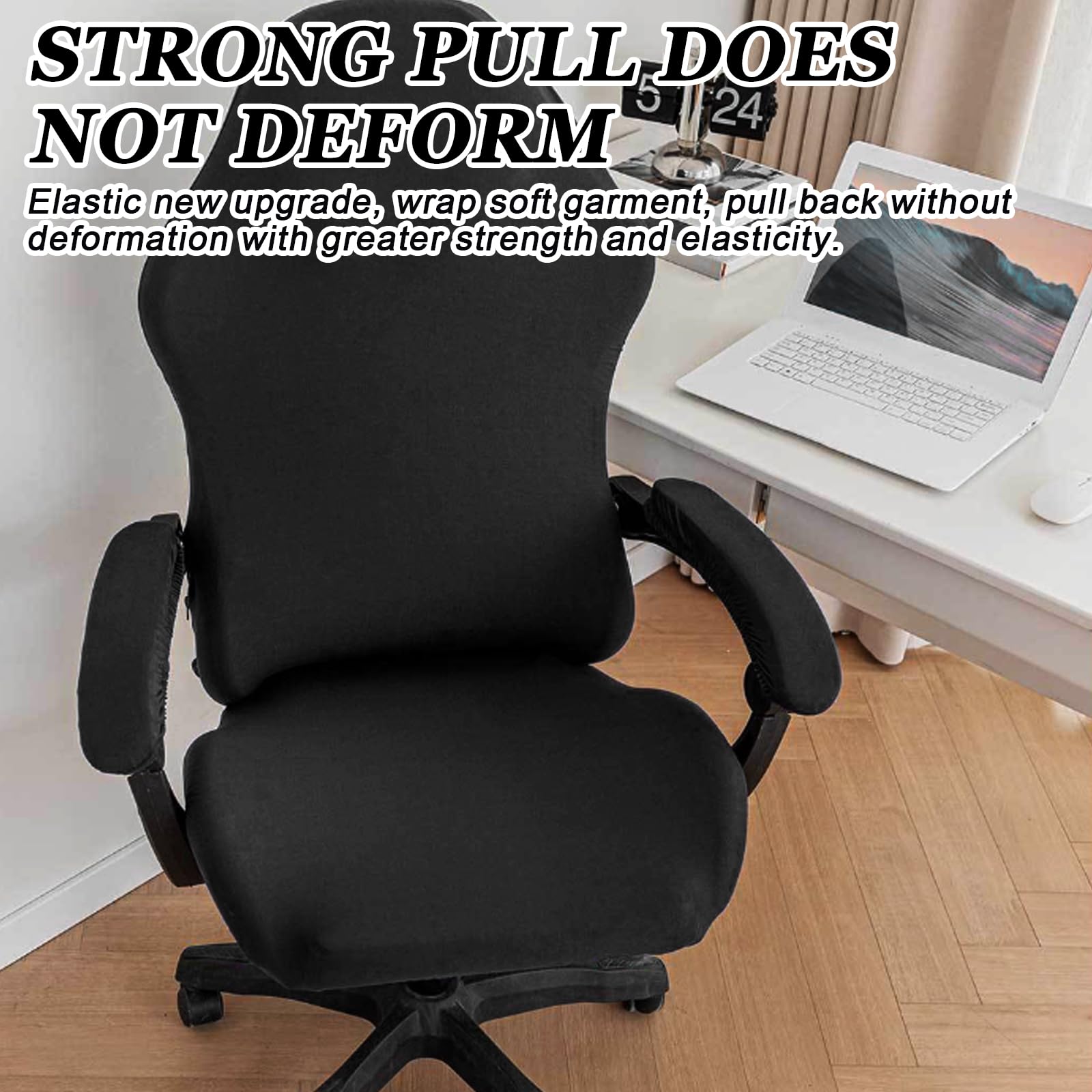 Set 3 Coprisedie Gaming WIYETY - In Peluche Nero, Lavabile, Per Sedia Ufficio O Gaming, Taglia XL - Foto 5