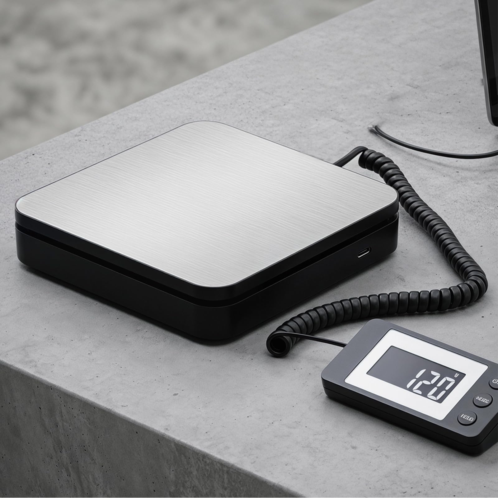Healeved Bilancia per spedizioni con capacità di 110 libbre: bilancia digitale di alta precisione per la pesatura di pacchi – Funzione tara/blocco/5 unità – Doppia alimentazione per casa, ufficio