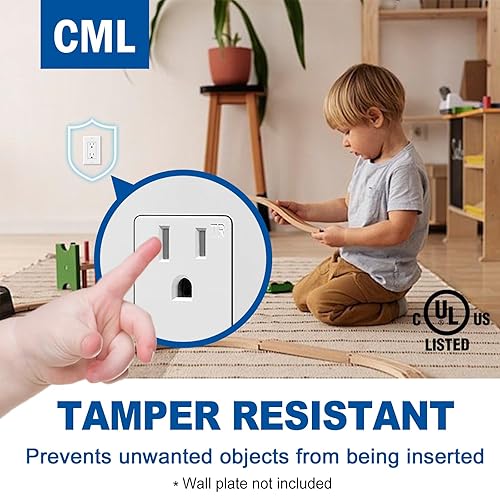 Miniatura 3 de CML - Toma de corriente decorativa de pared de 15 amperios, segura para niños, resistente a manipulaciones, enchufes eléctricos estándar, 15A125V, 2