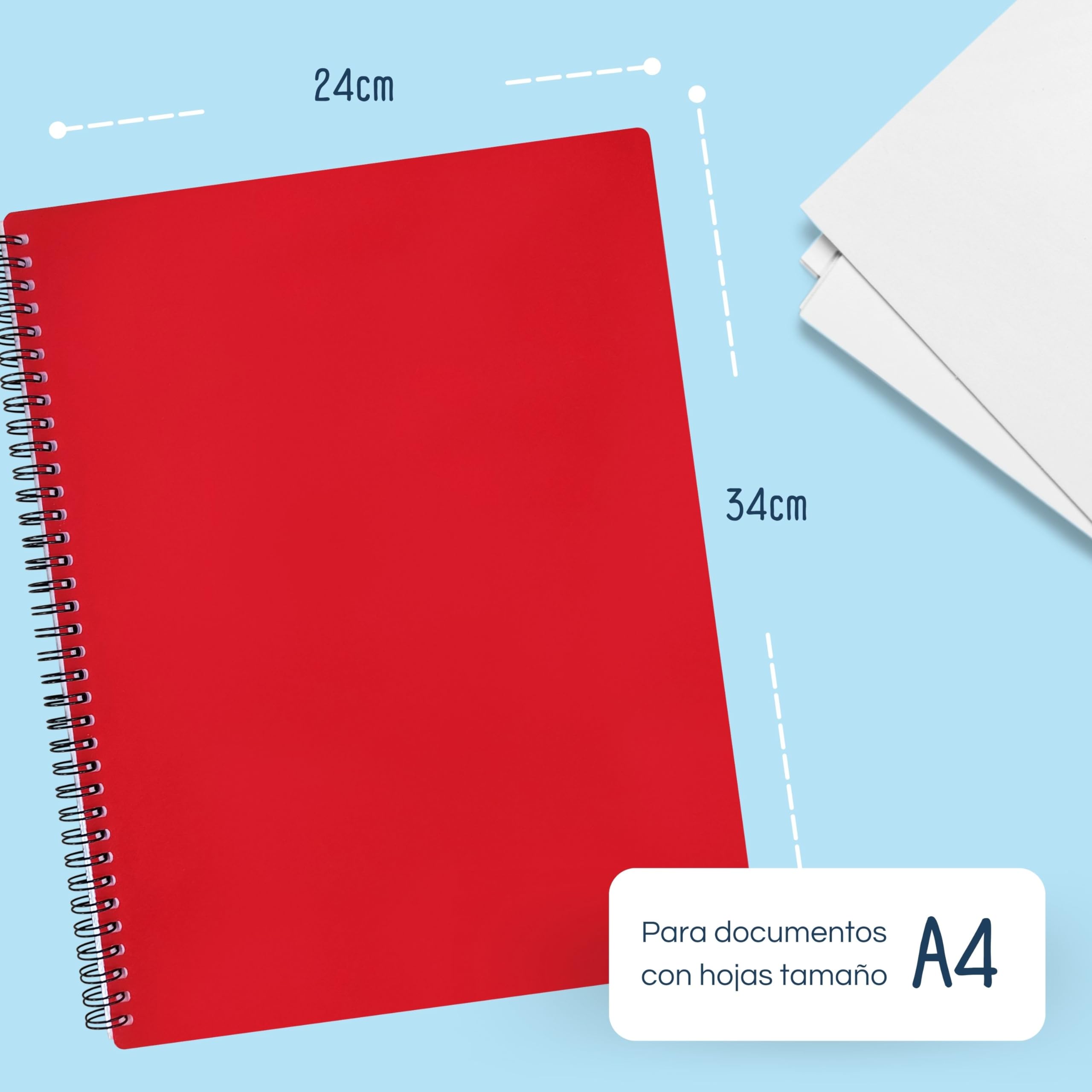 RAYLU PAPER Raccoglitore A4 Con 20 Buste Trasparenti - Cartellina Portadocumenti Per Ufficio E Scuola, Blu