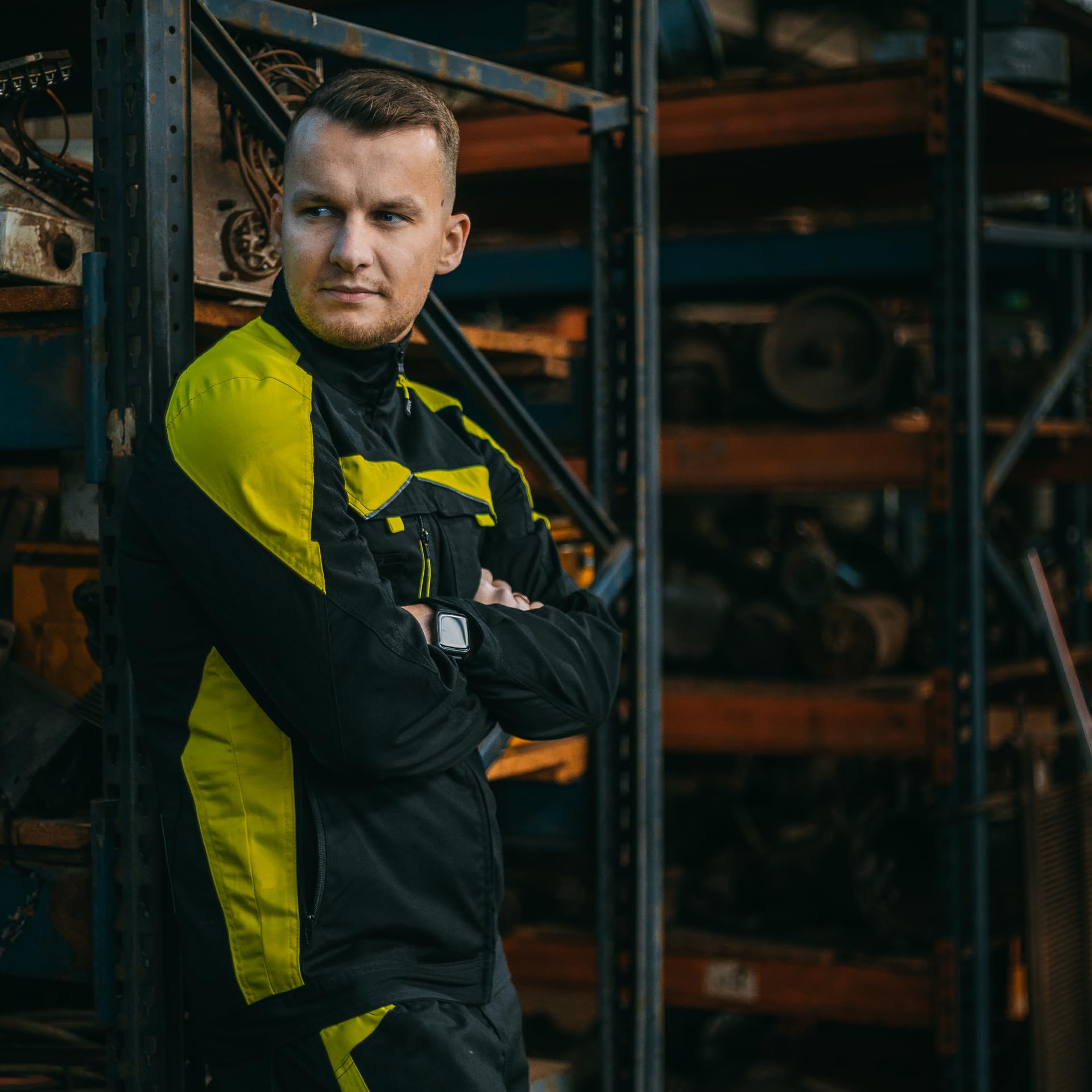 SARA Arbeitsjacke Herren - Arbeitskleidung Herren mit Stretch - Multifunktionale Bundjacke mit Reflektierenden Elementen - Arbeitsbundjacke für alle Jahreszeiten Gr.46-64