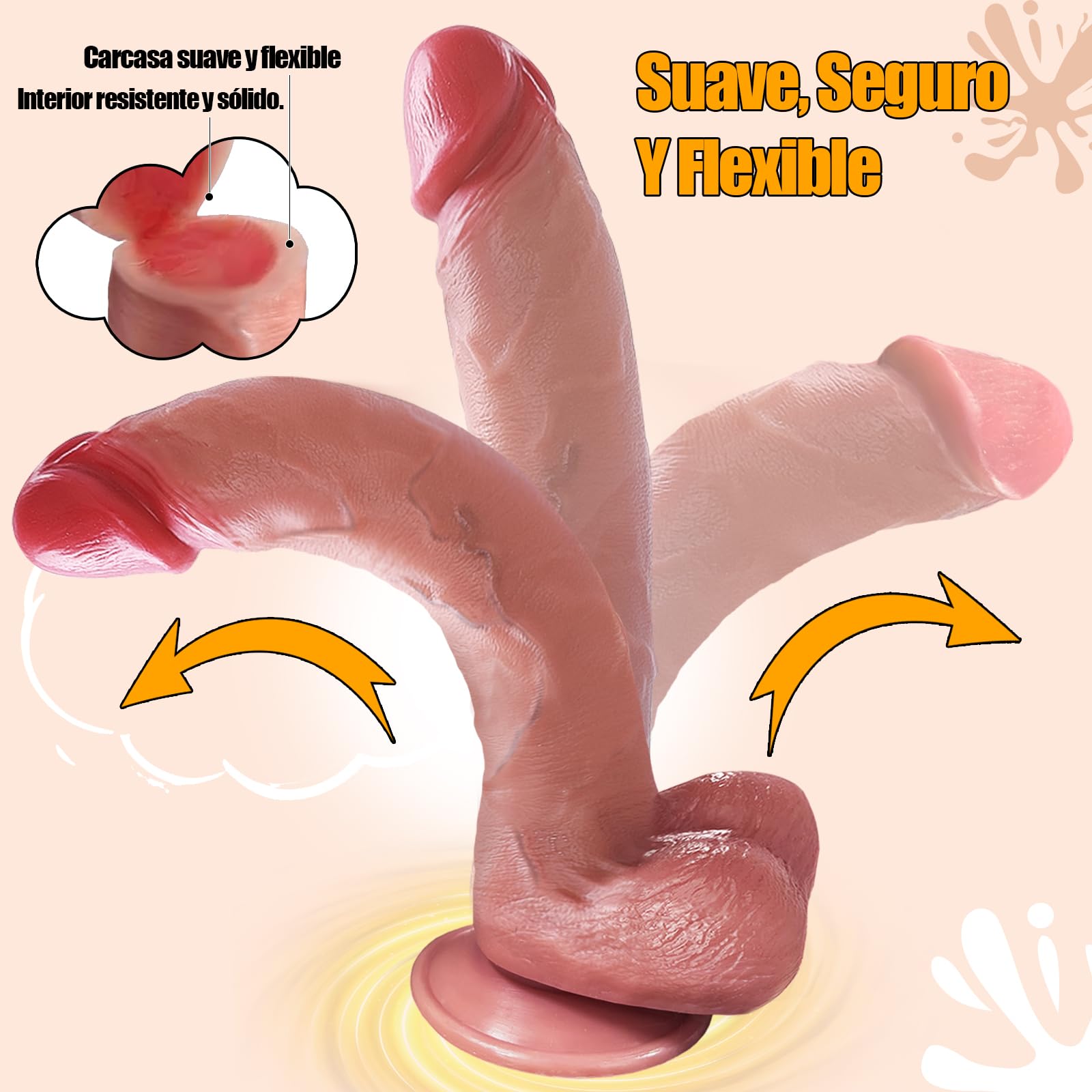 Dildo Consolador Realistas Dildos 25.5 CM Consoladores Juguetes Eróticos Para Pareja Sexuales Penes Realistas Hombre Dildo Anal XXL Juguetes Sexuales Hombre Penes De Goma Sex Toys