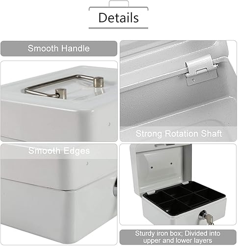 Miniatura 5 de Mini caja para el hogar, 1 unidad, portátil, de acero, con cerradura para dinero en efectivo, tipo cerradura de llave, caja de seguridad para el