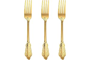 24 Pieces disposable forks, disposable silverware, gold forks, gold silverware, N9R gold forks