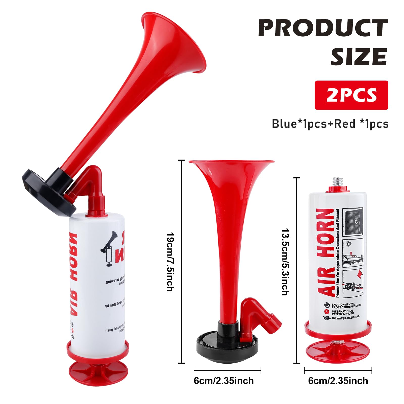 Tromba a Pressione 2 Pezzi, Air Horn Tromba ad Aria Compressa, Tromba di Segnalazione, Tromba d'Aria per Calcio, Pallamano, Tromba per Nebbia, Arbitro