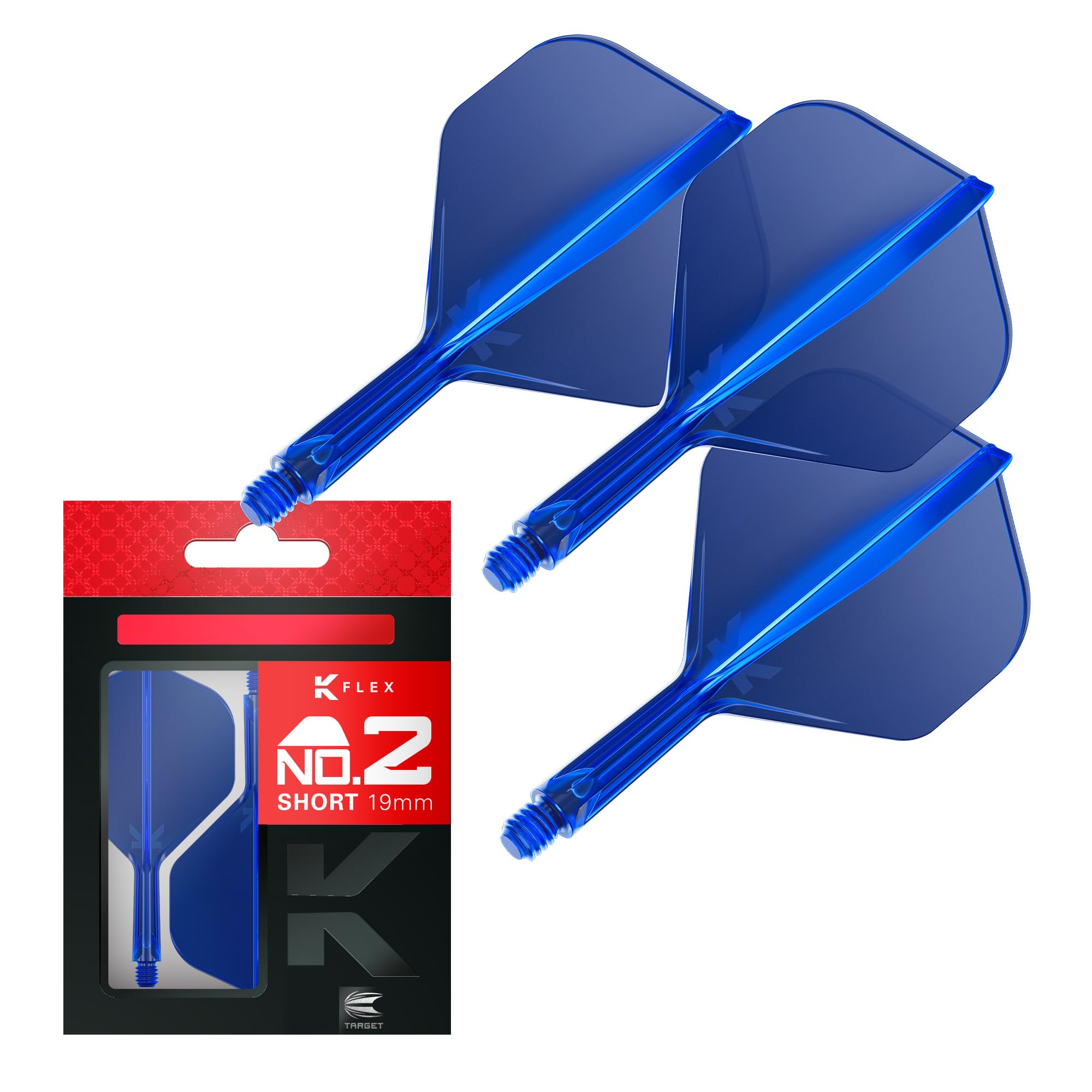 Target Darts K Flex Integrated Dart Flights And Shafts, No.2 | Pack Of 3 K-Flex - No2, Kflex All In One Moulded Dart Flight & Stem Lengths: Short, Intermediate & Medium | Professional Dart Accessories