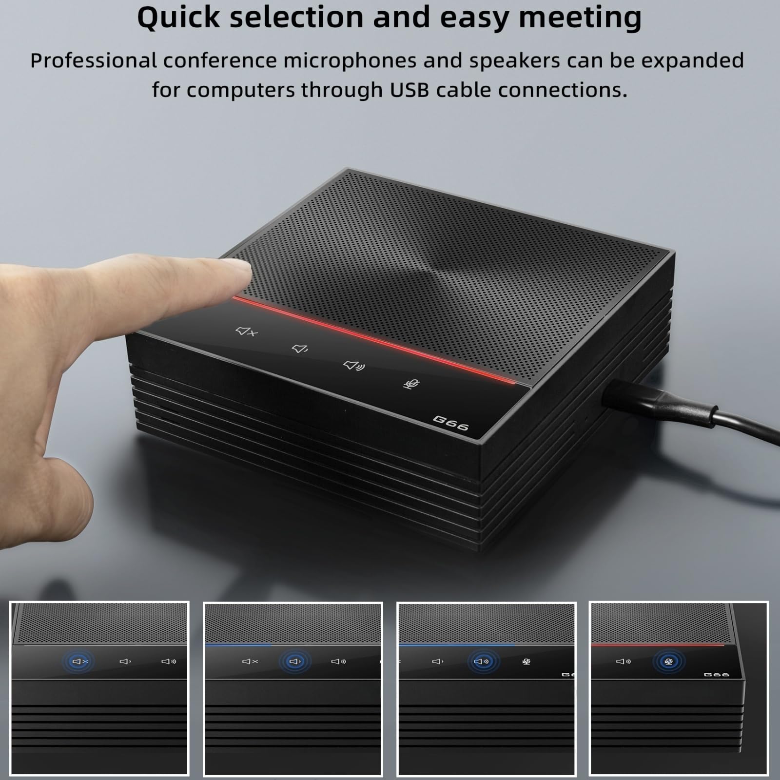 EMEBAY Altoparlante per PC e microfono da conferenza USB, con 2 microfoni omnidirezionali a 360°, riduzione del rumore tramite AI, tasto muto per sala riunioni o stazione di telelavoro