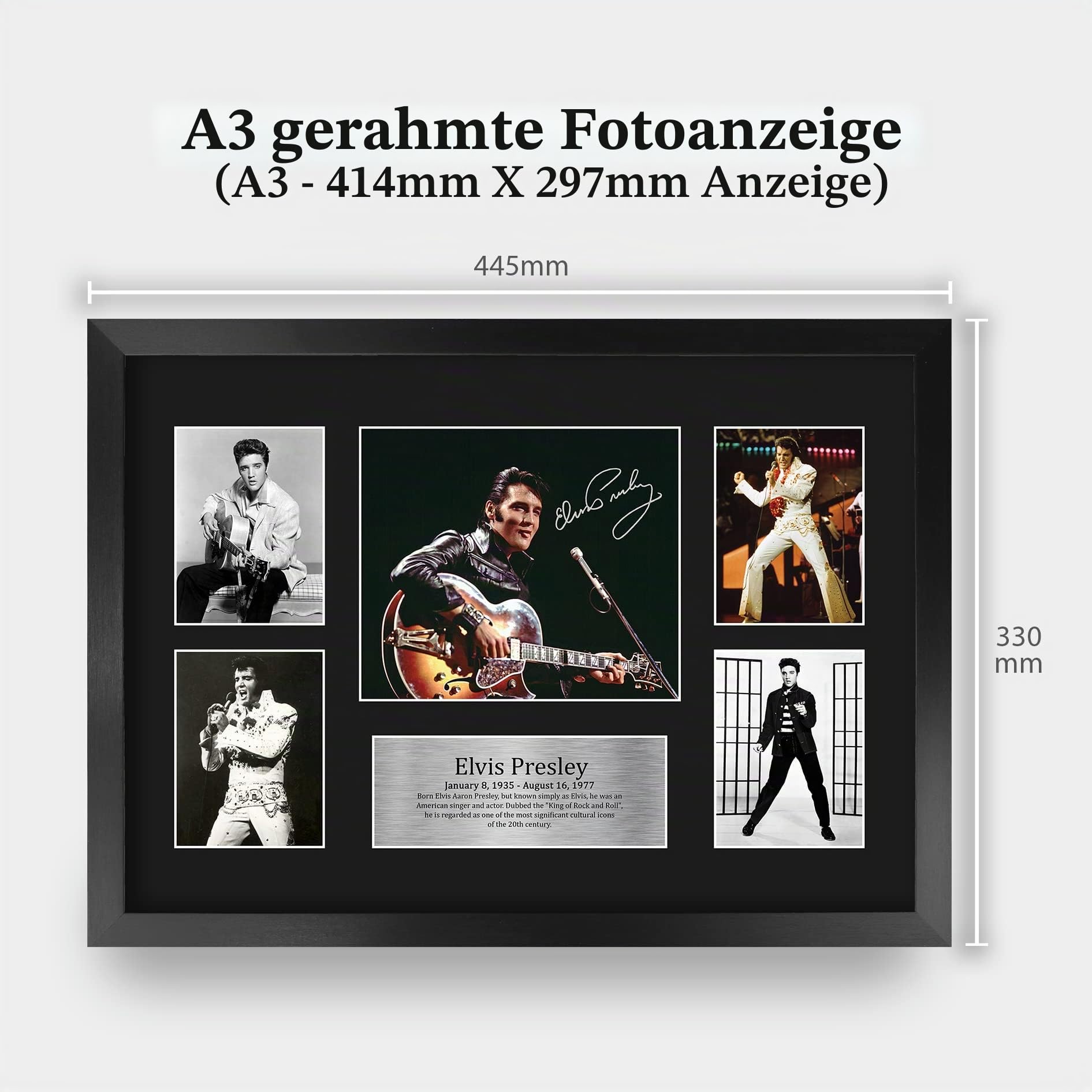 HWC Trading FR A3 Elvis Presley Musician The King Geschenke Gedruckt Signiert Autogramm Bild Für Musik Erinnerungsstücke Fans - A3 Framed