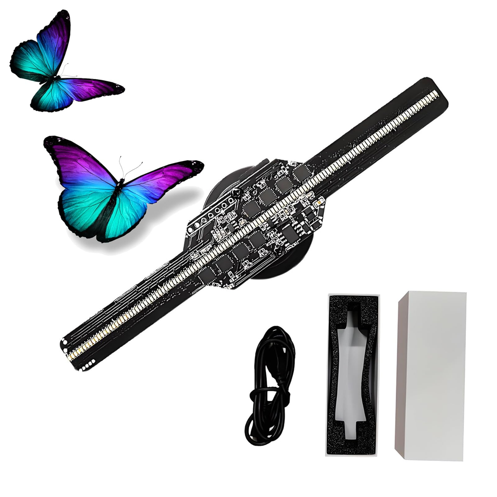 3d Hologram Fan Projector, 14cm Holographic Display With 128 Led Beads, App Control & Free Materials, For Home & Advertising Use