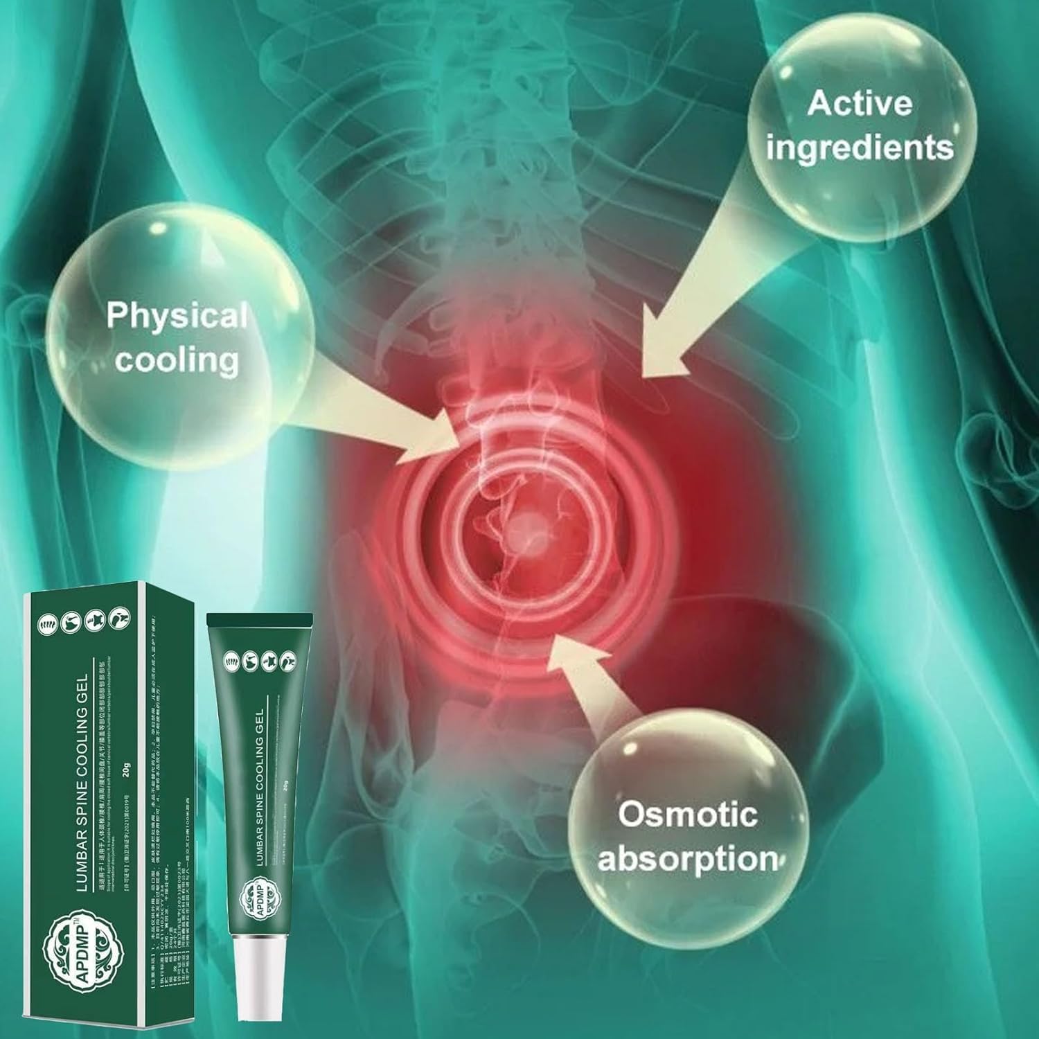 Gel di supporto lombare, gel di compressione a freddo, APDMP gel, lombare, gel di compressione rinfrescante, 2 pezzi