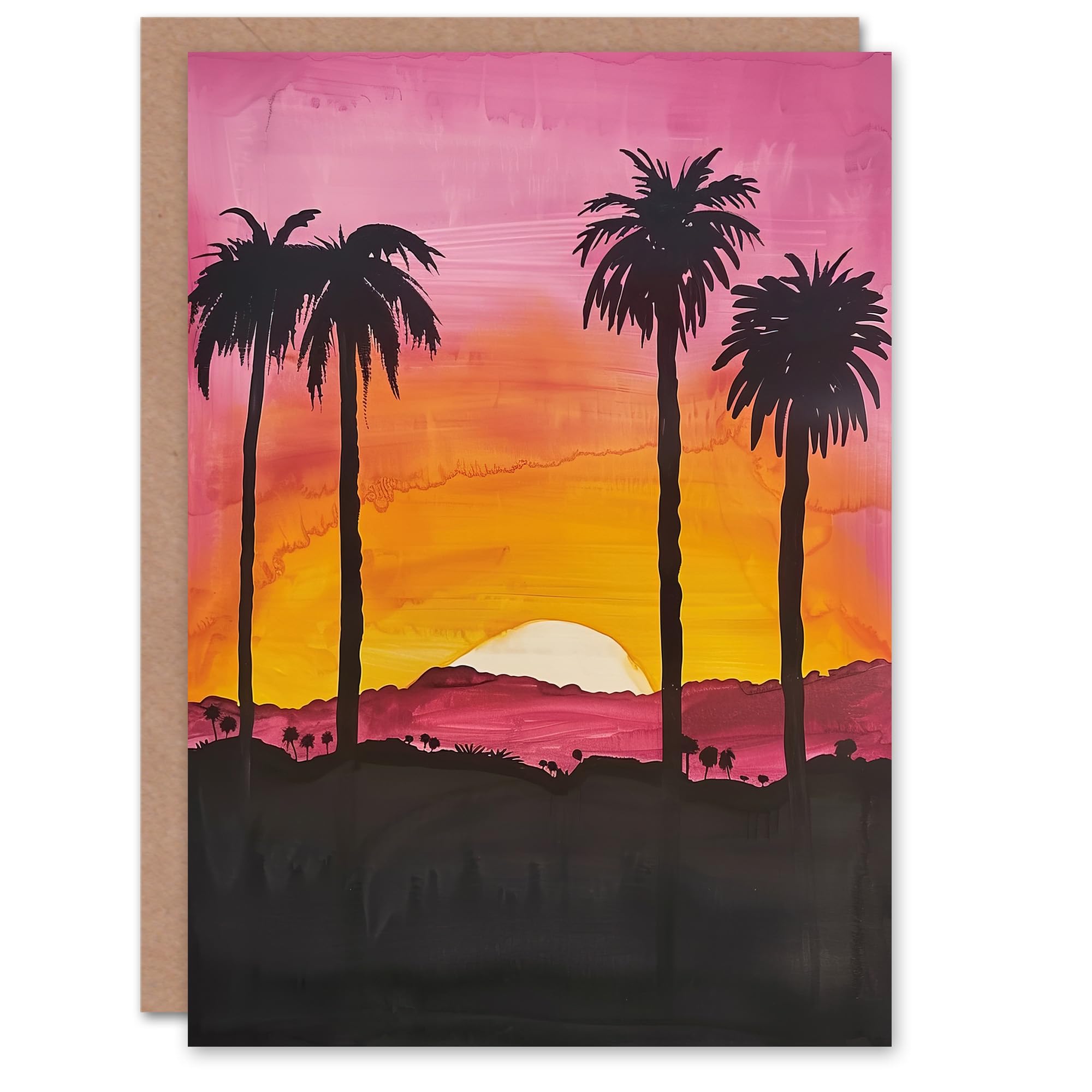 Artery8 Greeting Card California Sunset Sky Orange Pink Sky Setting Sun