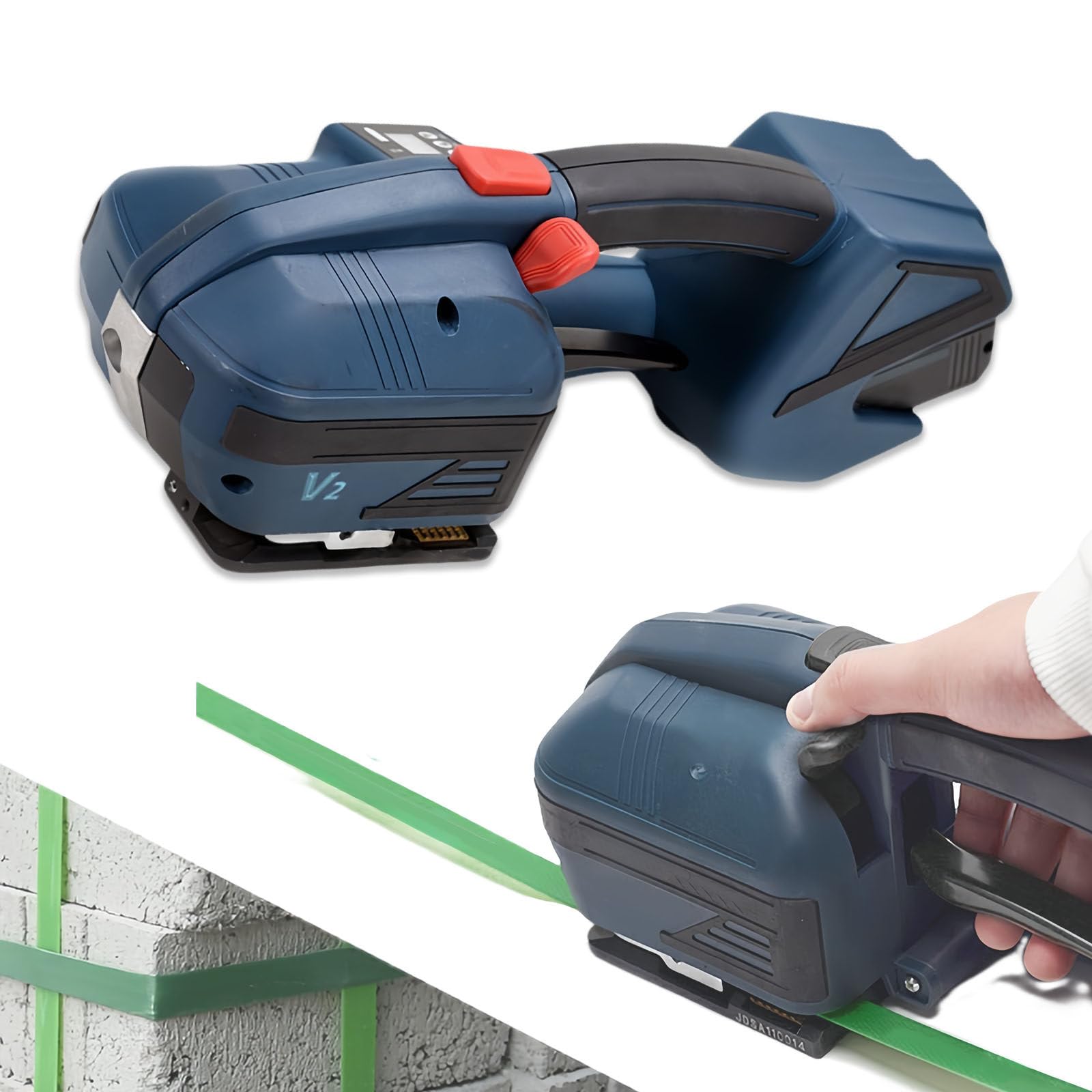 Cercleuse Électrique avec Batterie 4000mha, Outil De Cerclage Automatique À Affichage Numérique LED pour Cerclage d'emballage Pet/PP Outil À Main Tendeur De Cerclage Presse À Balles