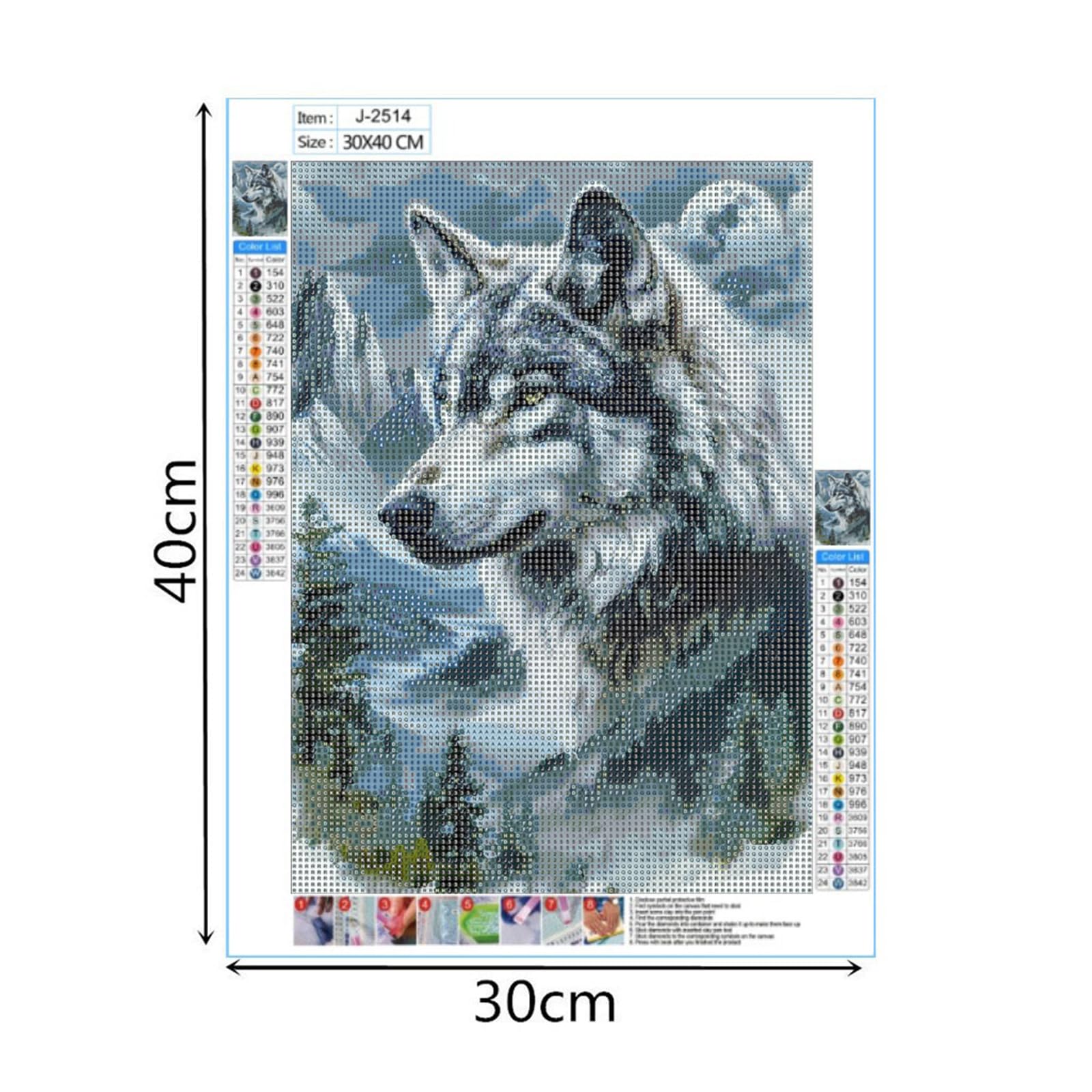 MXJSUA Kit Diamond Painting 5D Lupo - Quadro Fai Da Te 30x40cm Con Tela Premium E Diamanti Extra