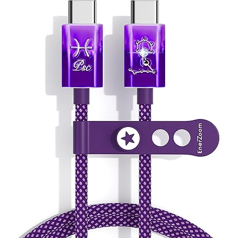 Pisces Zodiac Charger Cable - Hand-Painted USB C to USB C Cable, 240W PD 3.1 Type C...