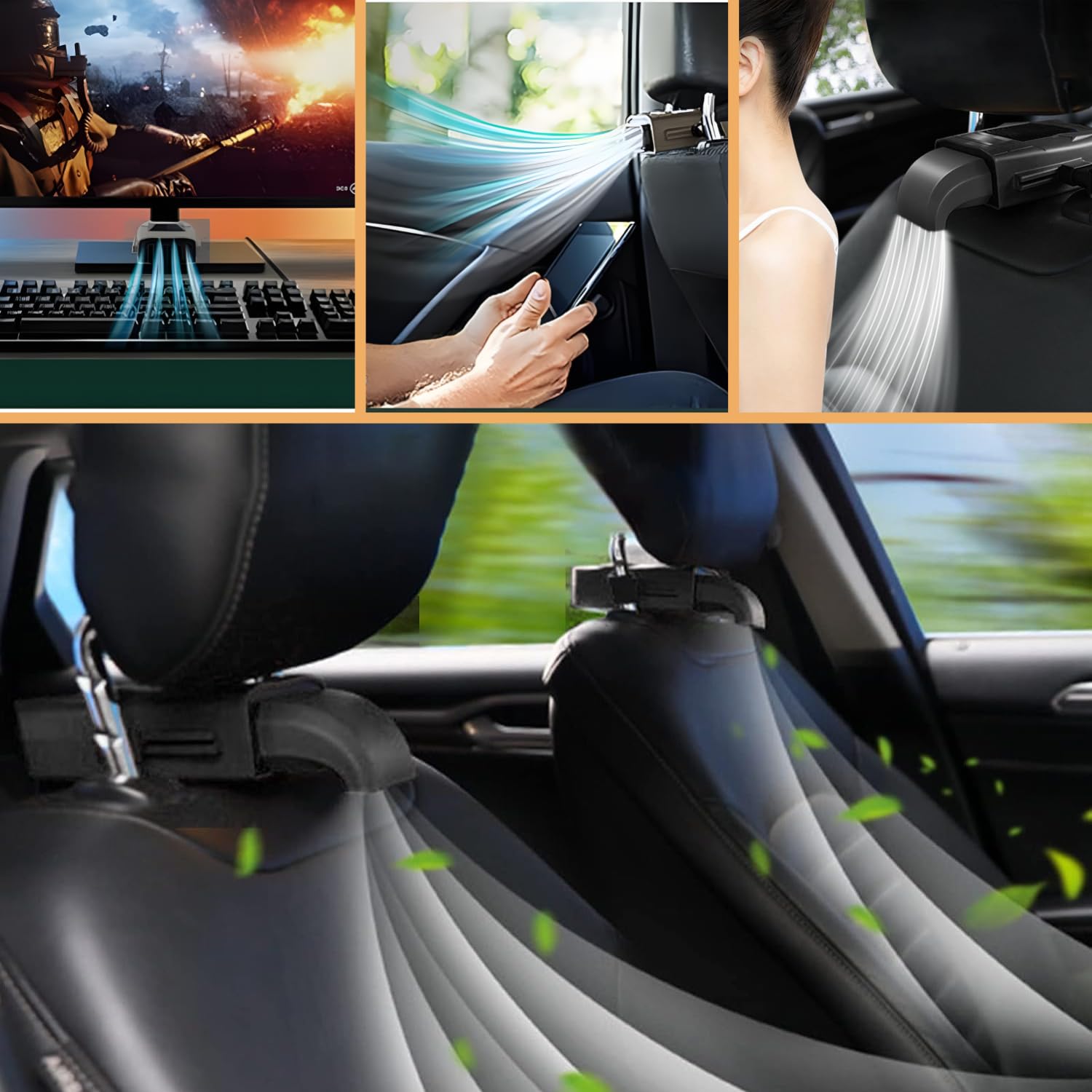 Chauffage de voiture portable 12 V avec prise allume-cigare, fonction de chauffage et de refroidissement rapide 2 en 1, rotation à 360 °, ventilateur de chauffage de voiture, dégivrage de