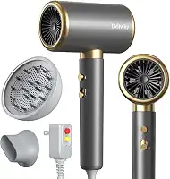 Secador De Cabelo Iônico Com Difusor E Concentrador, Secador Potente De 1875 W Com Secagem Rápida, Temperatura Constante, Secador De Cabelo Compacto E Leve Para Salão De Beleza Em Casa E Em