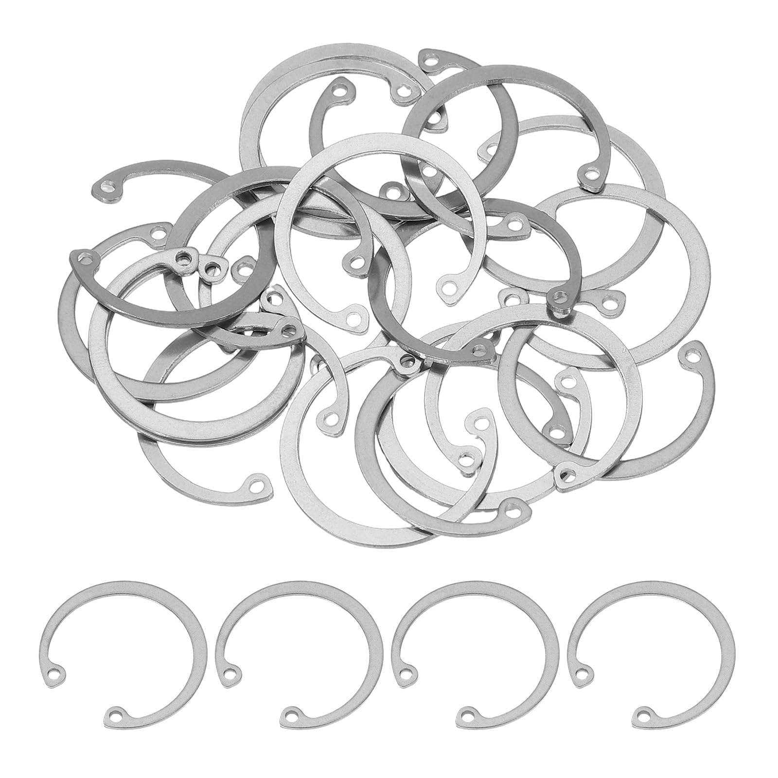 PATIKIL 20 Pcs 30mm ID Internal Retaining Rings E-Clip Snap Ring 304 Stainless Steel, Silver