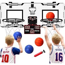 Basketball Hoop Indoor 2 Player - Double Shot Over The Door Basketball Hoop, Electronic Scoreboard and 4 Balls Gifts for Bedroom Office Men