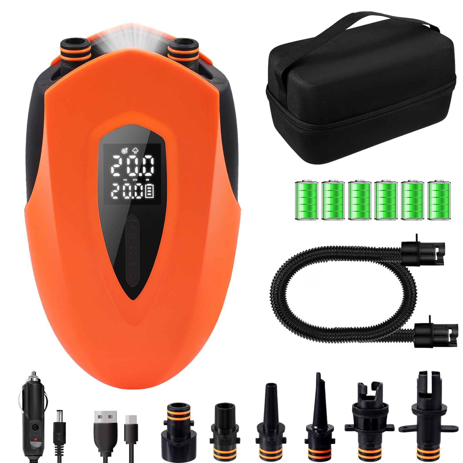 20 PSI Pompa Elettrica Sup ad Alta Pressione, Pompa ad Aria Elettrica, 12000 mAh, Pompa Sup Ricaricabile, Auto-off, SUP Air Pump, Gonfiaggio Intelligente per Schede SUP, Kayak, Ali, Grago