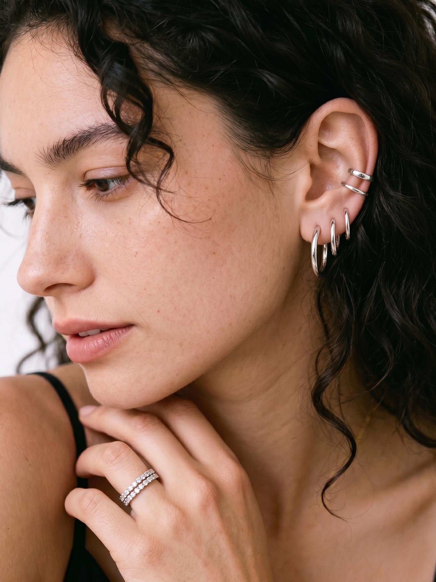 ChicSilver 6-20mm Orecchini Donna Cerchio Argento 925 Nero Oro Rosa Piccoli | argento 925, leggeri, eleganti, design semplice, può indossato insieme ad altri orecchini,idee regalo per natale anniversario