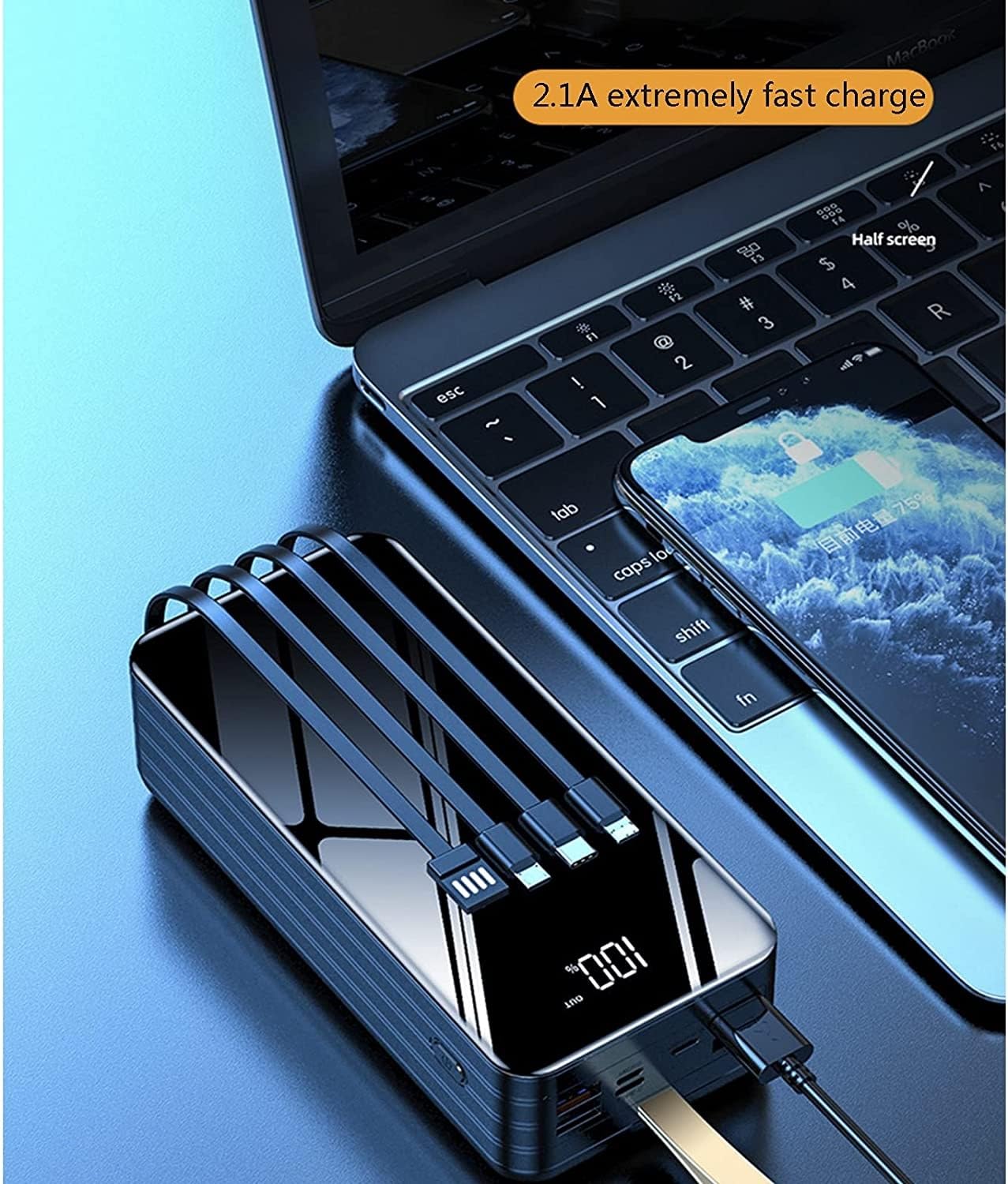 Przenośna ładowarka Power Bank Zintegrowane kable ładujące, prosta konstrukcja, elegancka i kompaktowa szybkie ładowanie 4000-10000 Mah bateria USB o dużej pojemności do smartfonów, tabletów, konsol