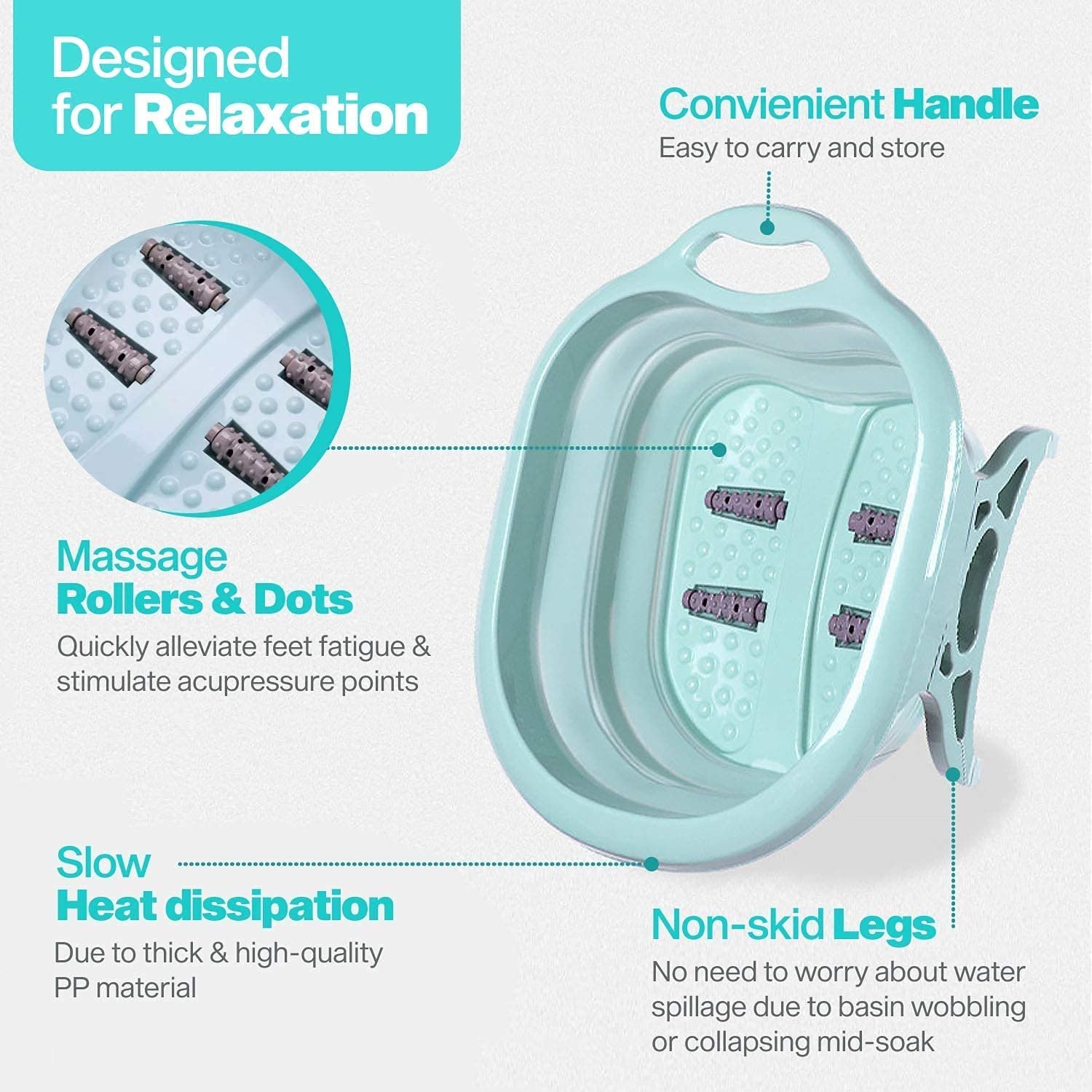 Buy Collapsible Foot Spa Soaking Bath Basin With Massage Roller