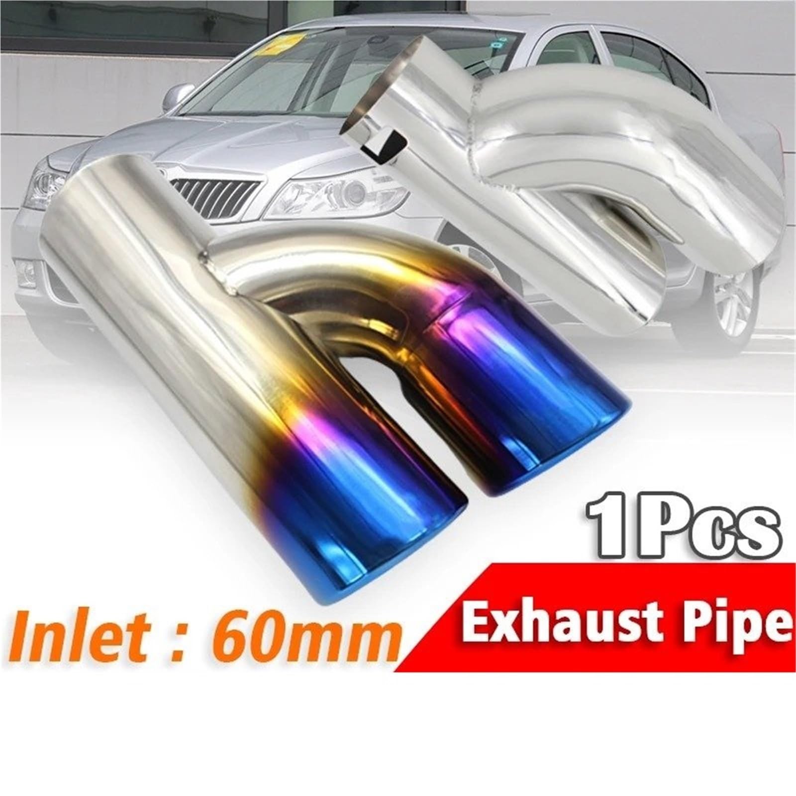 Terminale Tubo Coda Per VW Per Lavida 60mm Terminali Di Scarico Doppi Cromati Per Auto Marmitta Tubo Terminale Posteriore