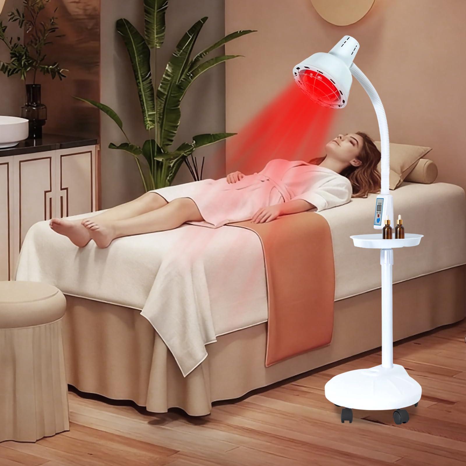 Lampada Infrarossi 275W Radiatore Lampada Riscaldante Luce Rossa, Dispositivo con Supporto, Sollievo Muscolare e Rilassamento, Per Cura a Casa e Centro Benessere