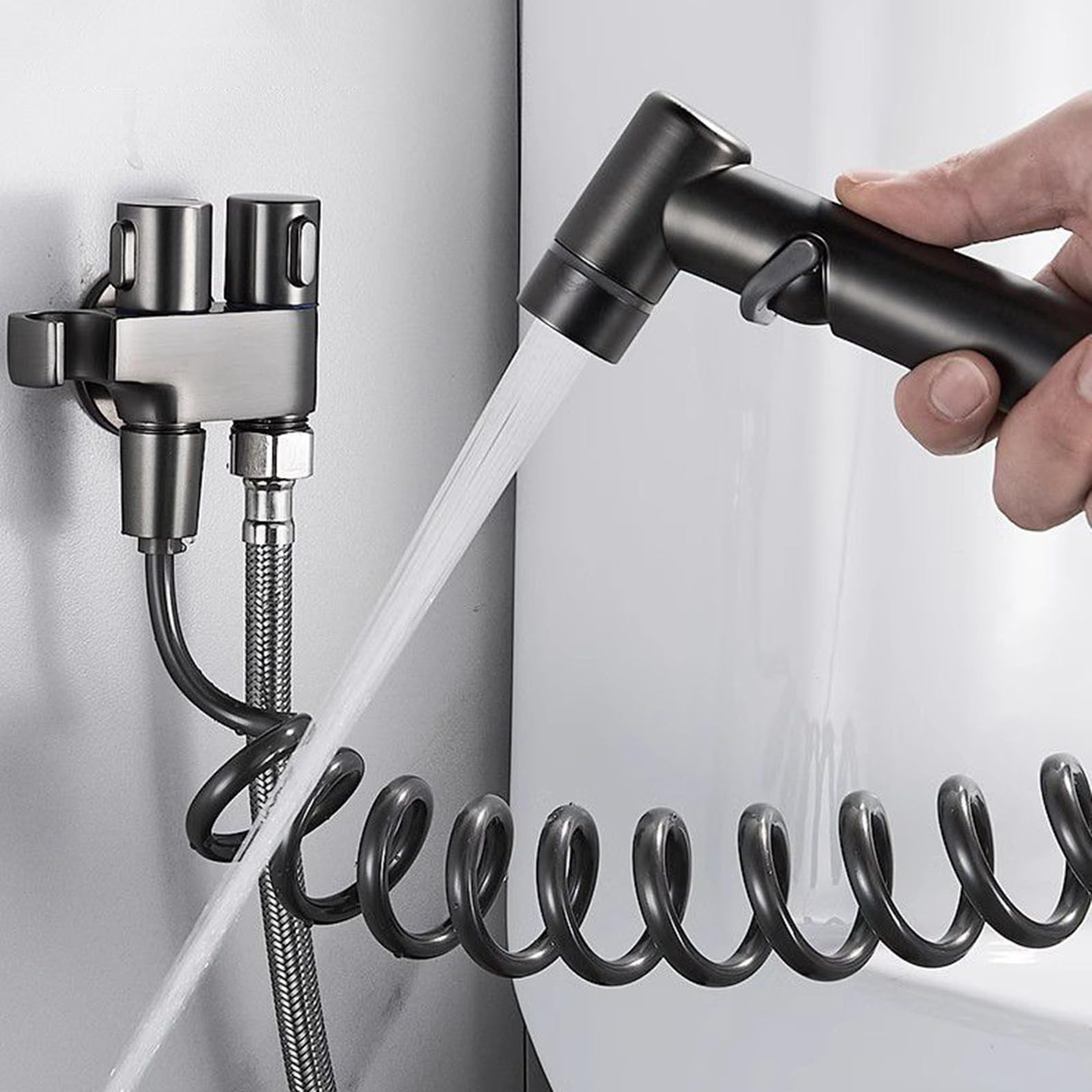 XJTNLB Douchette WC Portable Gris Pistolet Robinet Mural Eau Froide Uniquement Robinet Toilette WC Douchette pour L'Hygiène Personnelle